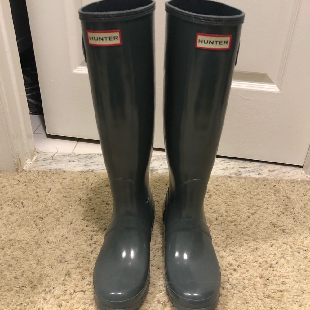 Gray tall hunter boots - Picture 1 of 5